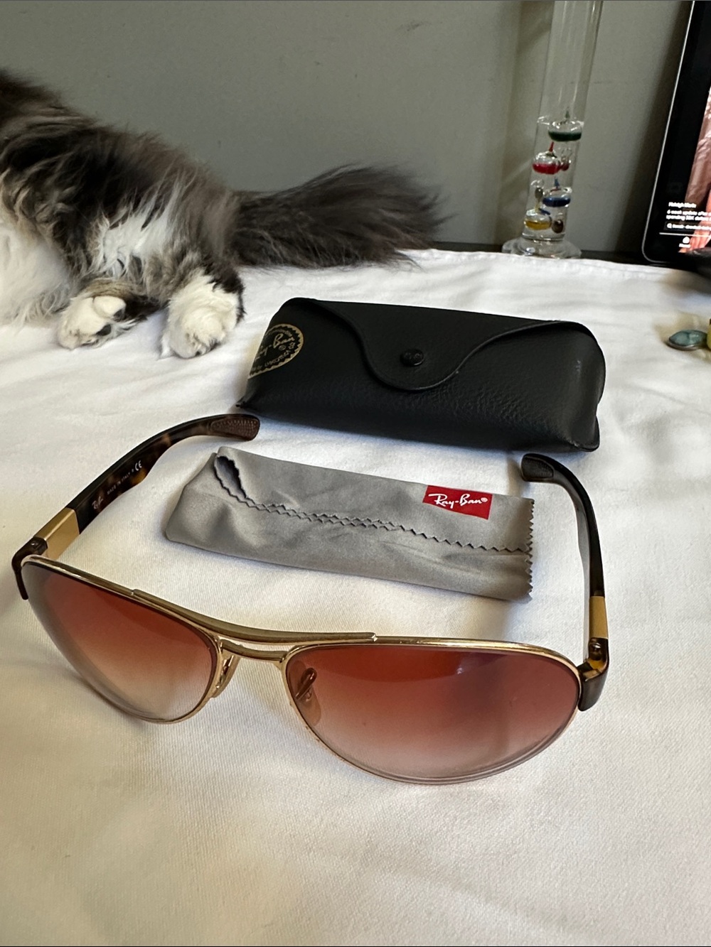 Ray-Ban Men's Gold Frame Sunglasses with Brown Gradient Lenses